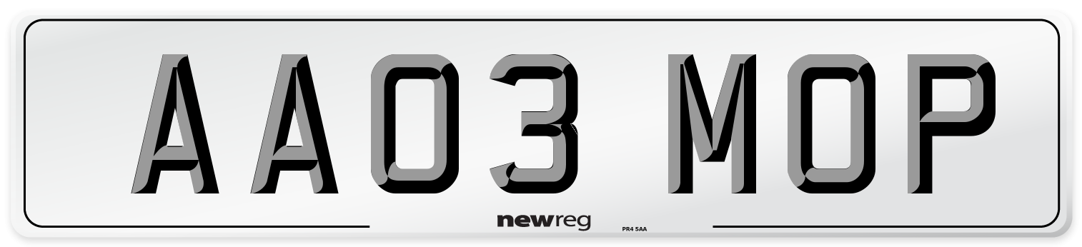AA03 MOP Number Plate from New Reg
